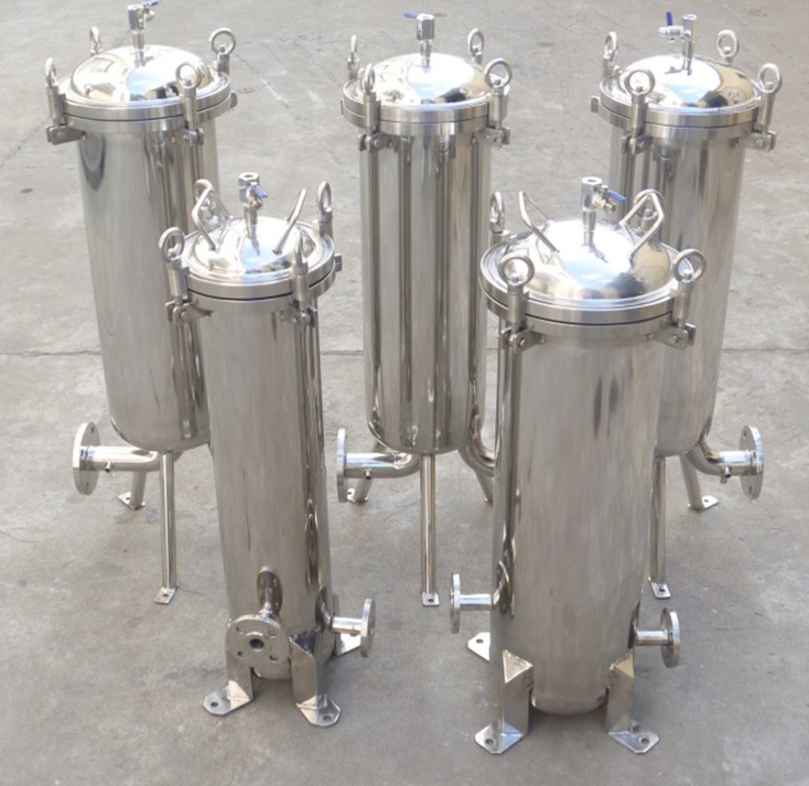 Steel cartridge filter housing for RO water treatment