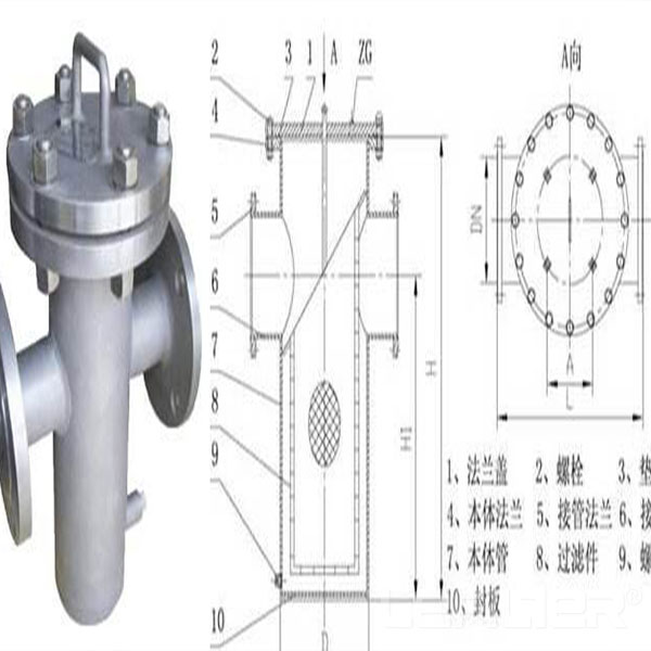 DN60 Basket liquid filter strainer with flange